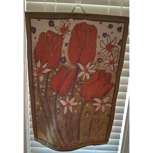 Ekelund Master Weavers Sweden Wall Hanging Tulips Floral  19.5” x  28.5”